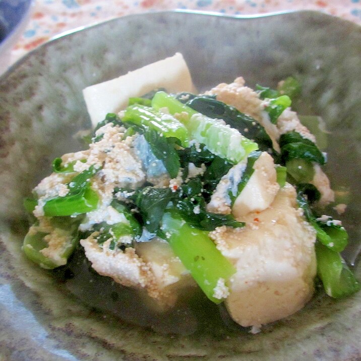小松菜と豆腐の明太煮浸し